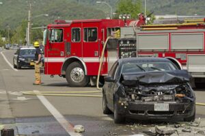 Accident scene of a reckless car accident